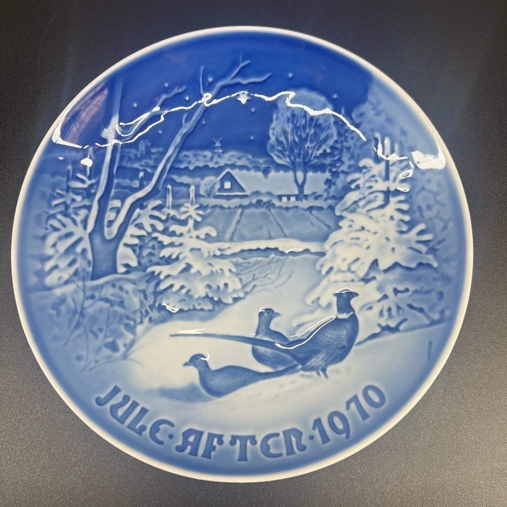 Royal Copenhagen After Christmas Plate 1970 Pheasants In The Snow At Christmas